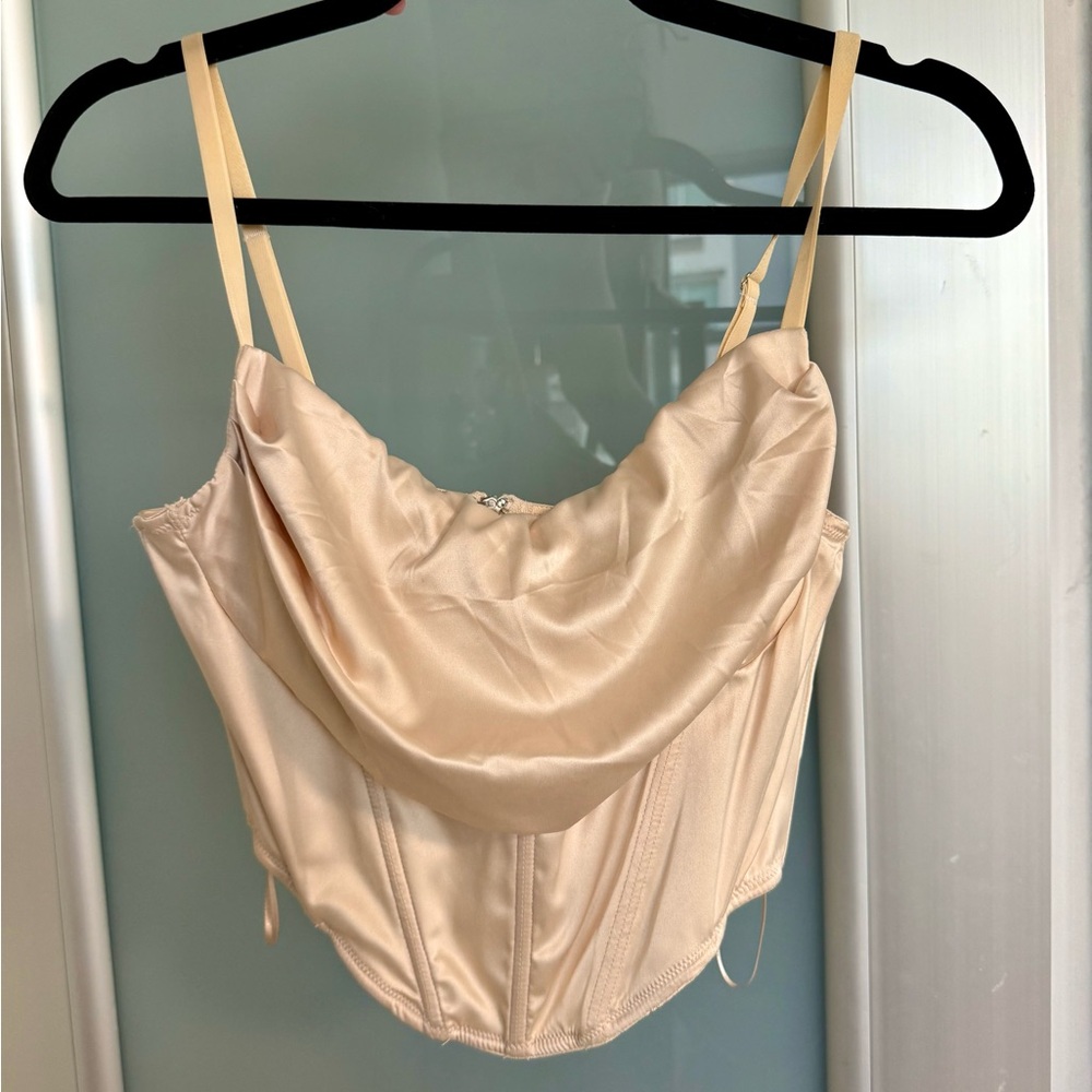 Urban Outfitters Cream Satin Corset Top